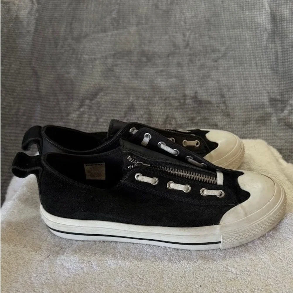 Diesel S-Astico Lzip Mens Black Leather Suede Zipper Sneakers US 8.5 Y02565